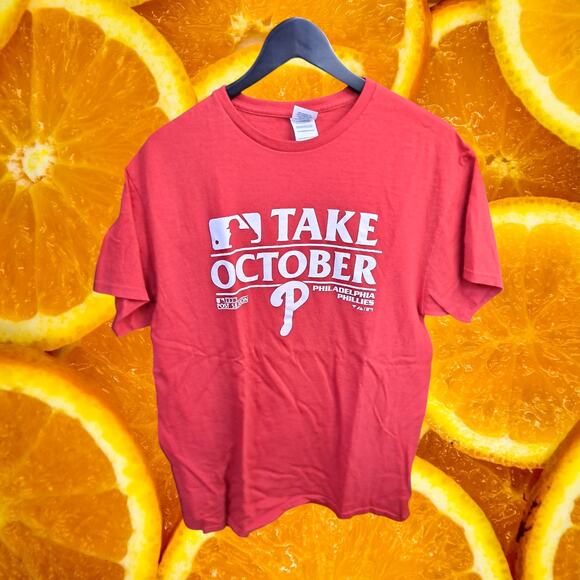 Delta Pro Weight Men Red Philadelphia‎ Phillies 2023 Take October T-Shirt Size L - Picture 2 of 7